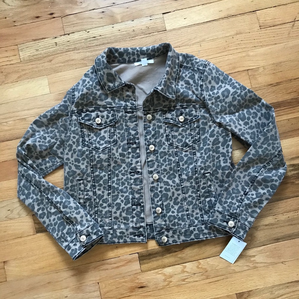 Leopard print jean jacket